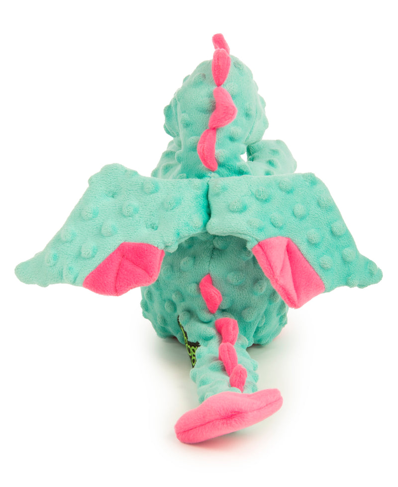 goDog Dragons Squeaky Plush Dog Toy, Chew Guard Technology, Seafoam, Large