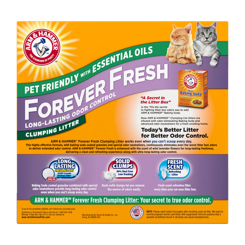ARM & HAMMER Forever Fresh Clumping Cat Litter, Lavender Pet Friendly Essential Oils, Multi-Cat, 20 lb