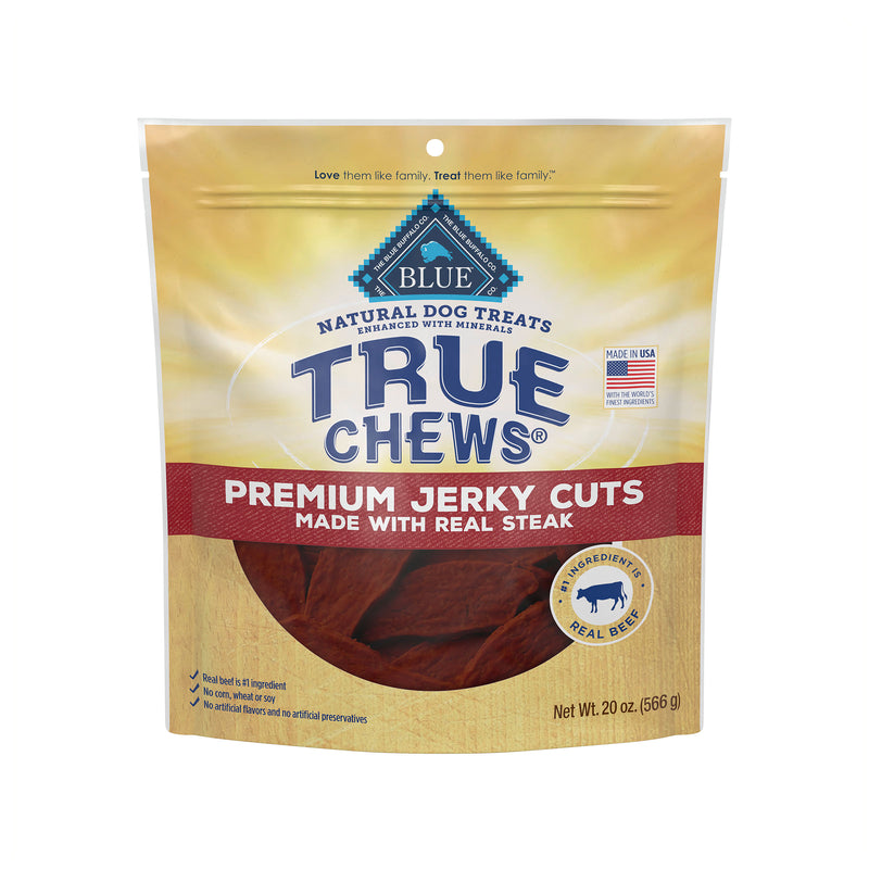 Blue Buffalo True Chews Premium Jerky Cuts Natural Dog Treats, Steak 20 oz. bag