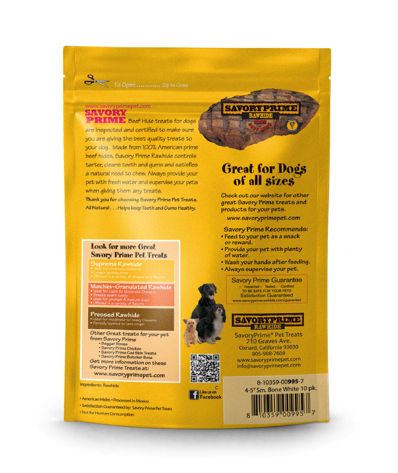 Savory Prime 4-5” Small Bone Value Pack White for Dogs - 10 pk