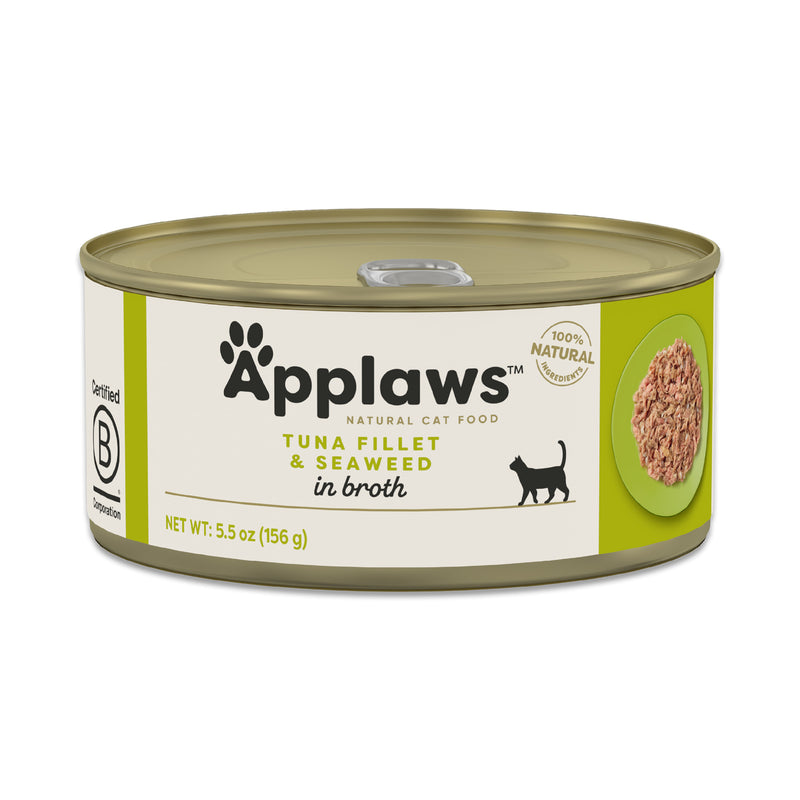 Applaws Tuna Fillet & Seaweed in Broth Wet Cat Food 5.5oz Can