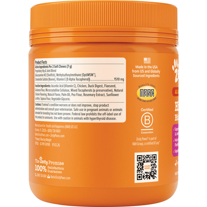 Zesty Paws Hip & Joint Bites, Duck Flavor, 90ct for Dogs