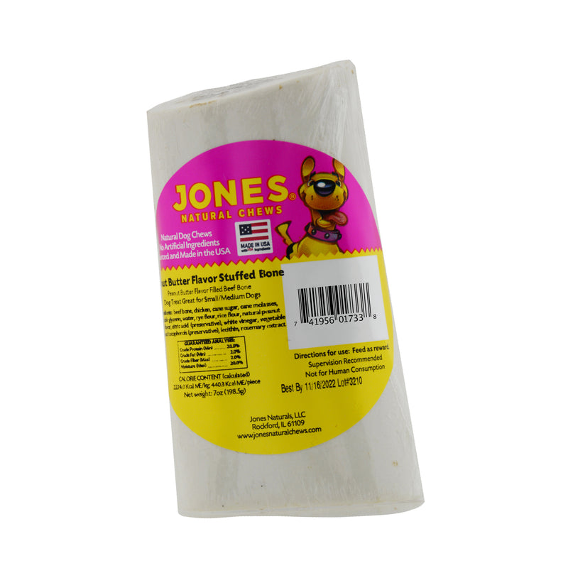 Jones Natural Chews 4" Stuffed Bone Peanut Butter Flavor Dog Bone