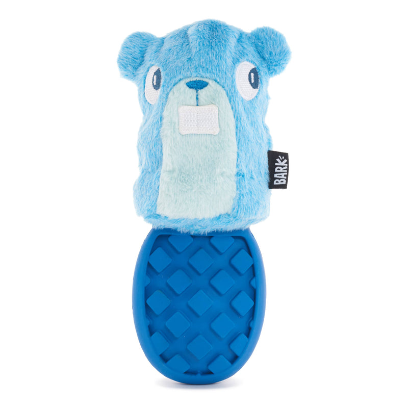 BARK Super Chewer P.B. Beaver durable rubber gray brown beaver dog toy M/L