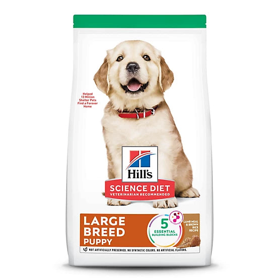 Hill's Science Diet Large Breed Puppy Lamb Meal and Brown Rice Recipe Dry Dog Food, 30 lb