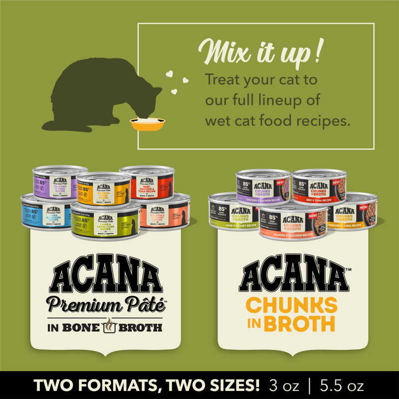 ACANA Premium Pate Kitten Wet Cat Food in Bone Broth Chicken + Tuna Recipe 3oz Cans