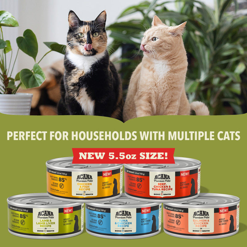 ACANA Premium Pate Wet Cat Food in Bone Broth Chicken + Fish Recipe 3oz Cans