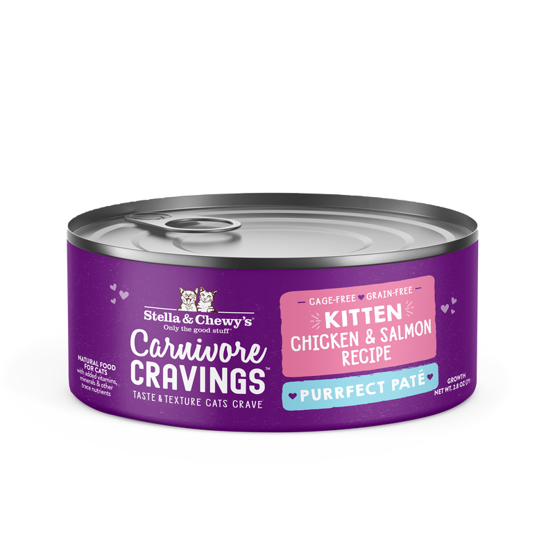 Stella & Chewy's Carnivore Cravings Purrfect Pate Kitten - Chicken & Salmon Recipein Broth Wet Cat Food- 2.8 Ounce Can