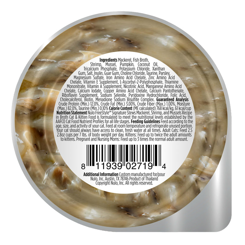 Nulo Signature Stews Mackerel, Shrimp, & Mussels Recipe Wet Cat Food