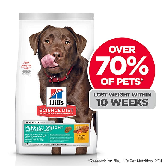 Hill's Science Diet Large Breed Adult Perfect Weight Chicken Recipe Dry Dog Food, 25 lb