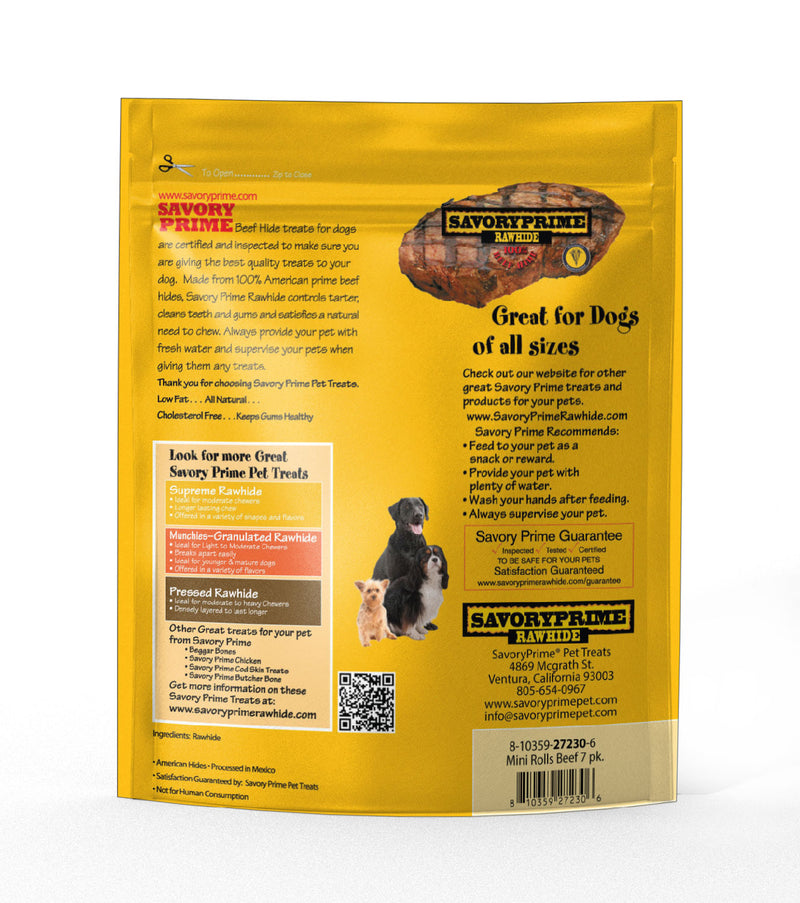 Savory Prime AMERICAN Mini Beef Retriever Rolls for Dogs - 7 pk