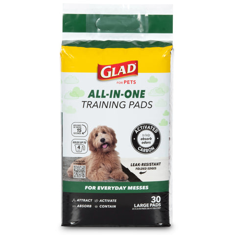 Glad for Pets Black Charcoal Puppy Pads, All-in-One | Puppy Potty Training Pads, 30 count