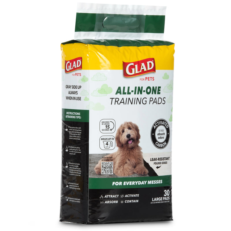 Glad for Pets Black Charcoal Puppy Pads, All-in-One | Puppy Potty Training Pads, 30 count