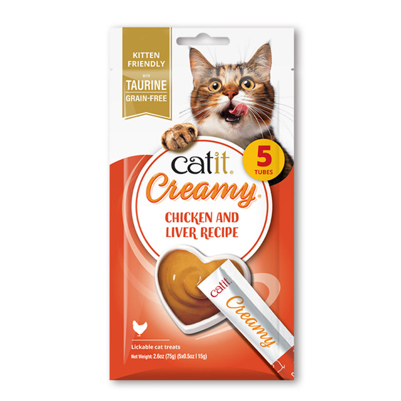 Catit Cat Creamy Treat Tube, Chicken/Liver, 5-pack