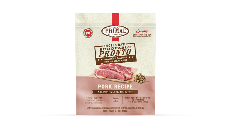 Primal Dog Frozen Raw Pronto - 4lb Pork Recipe
