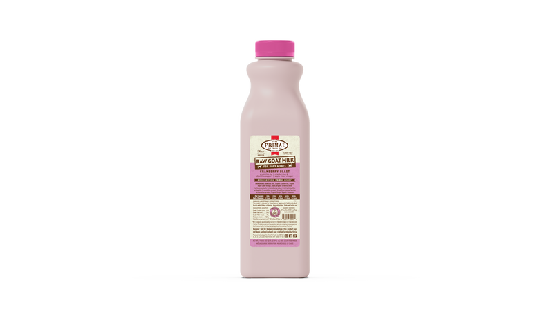 Primal Frozen Raw Goat Milk for Dogs & Cats - 32oz Cranberry Blast
