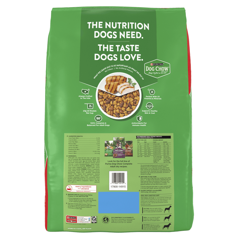 Purina Dog Chow Complete Adult Dry Dog Food Kibble With Chicken Flavor