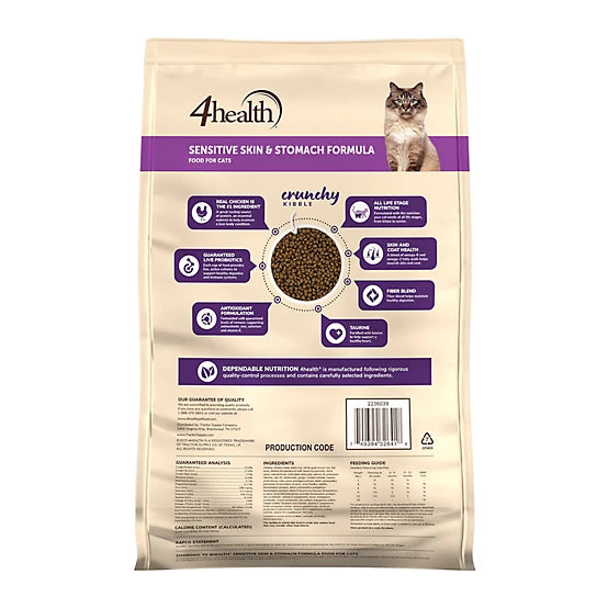 4health Special Care All Life Stages Indoor Sensitive Stomach and Skin Chicken Recipe Dry Cat Food, 15lb