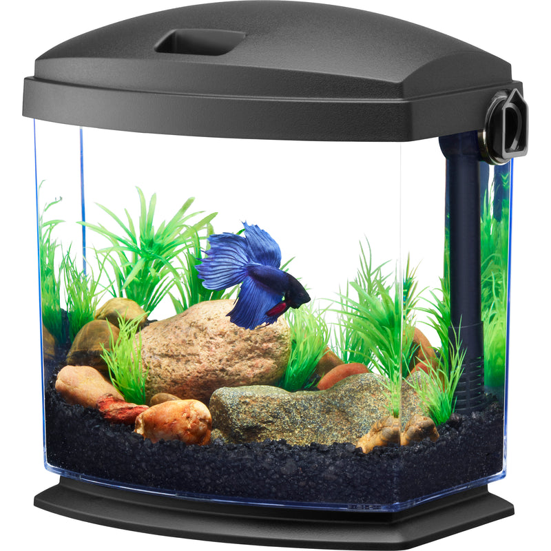 Aqueon BettaBow with Quick Clean Technology Aquarium Kit, Black 1 Gallon