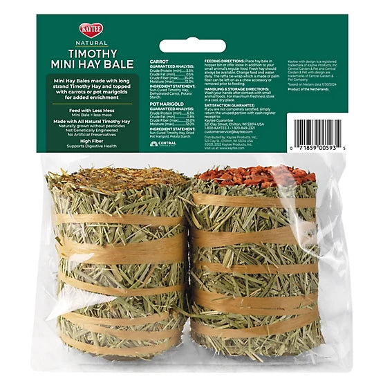 Kaytee Field+Forest Mini Hay Bales Carrot & Marigold Small Animal Treats, 7 oz. 2 pk.