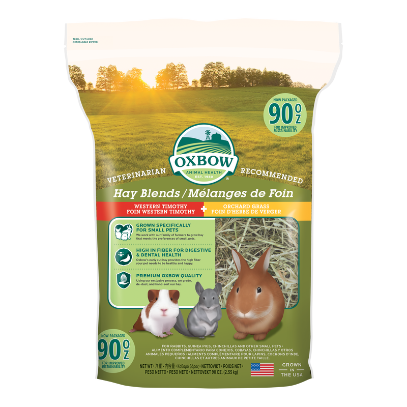 Oxbow Timothy Hay and Orchard Grass 90oz for Rabbits, Guinea Pigs, Chinchillas, and other Small Herbivores.