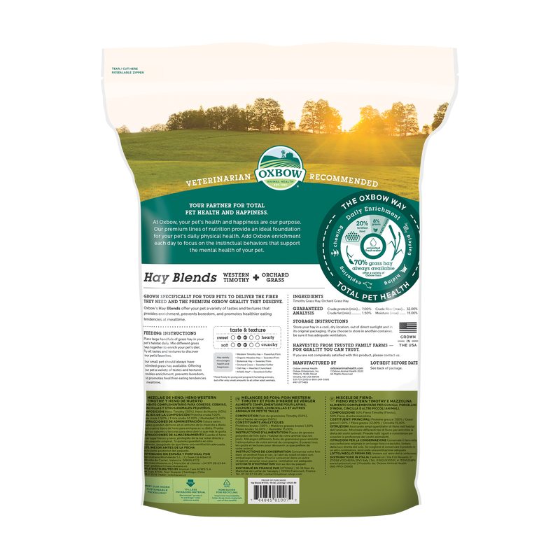 Oxbow Timothy Hay and Orchard Grass 90oz for Rabbits, Guinea Pigs, Chinchillas, and other Small Herbivores.