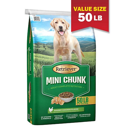 Retriever Complete Nutrition Adult Savory Chicken Mini Chunk Recipe Dry Dog Food, 50 lb. Bag