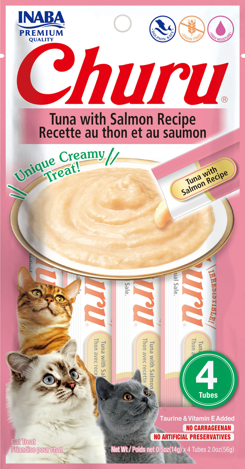 Inaba Churu Tuna with Salmon Puree Lickable Cat Treat, 4ct