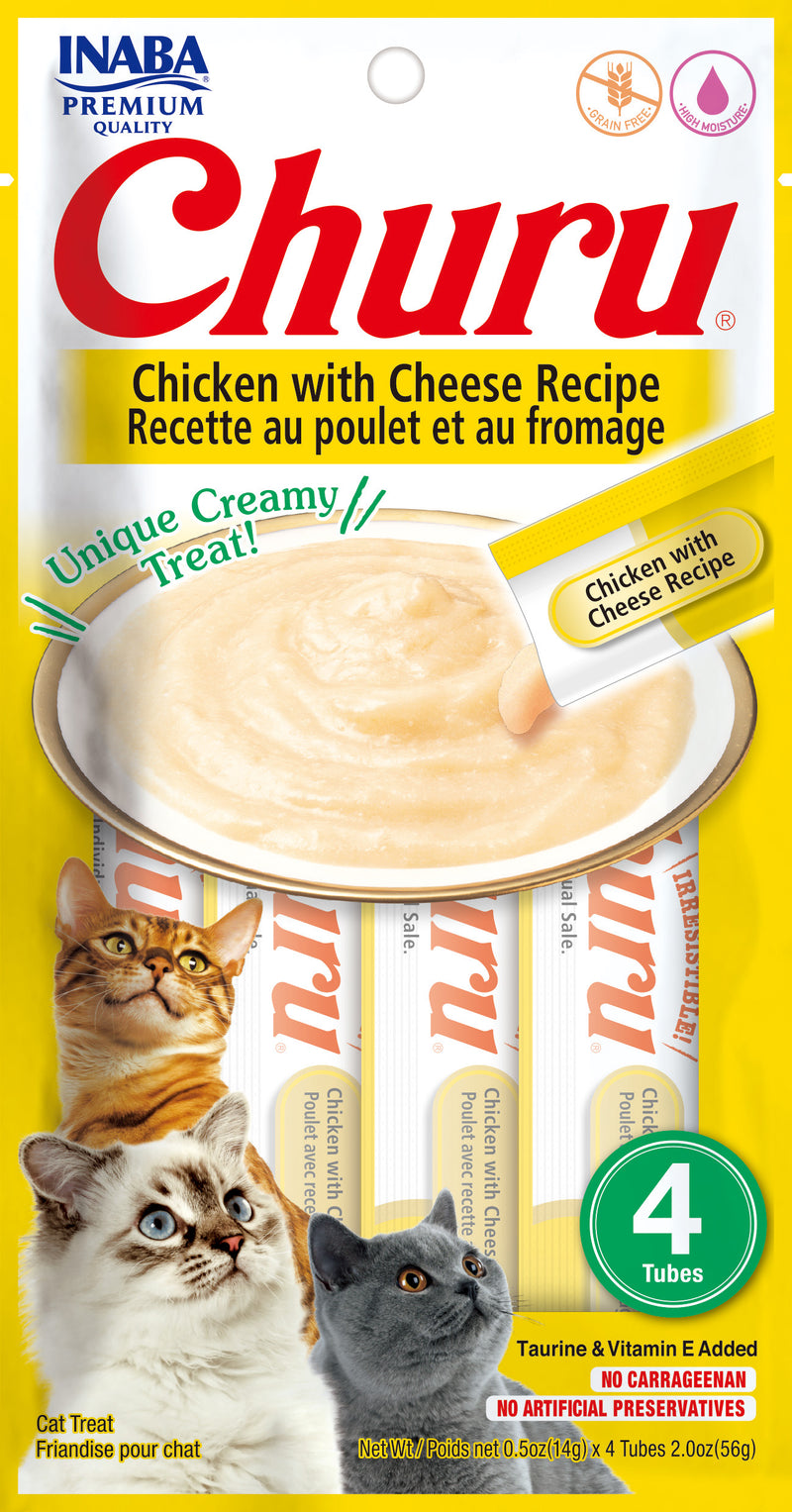 Inaba Churu Chicken with Cheese Puree Lickable Cat Treat, 4ct