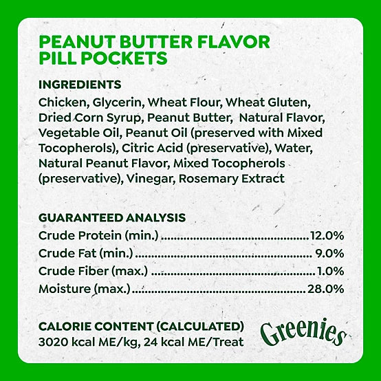 Greenies Pill Pockets Peanut Butter Flavor Pill Hiding Treats for Dogs