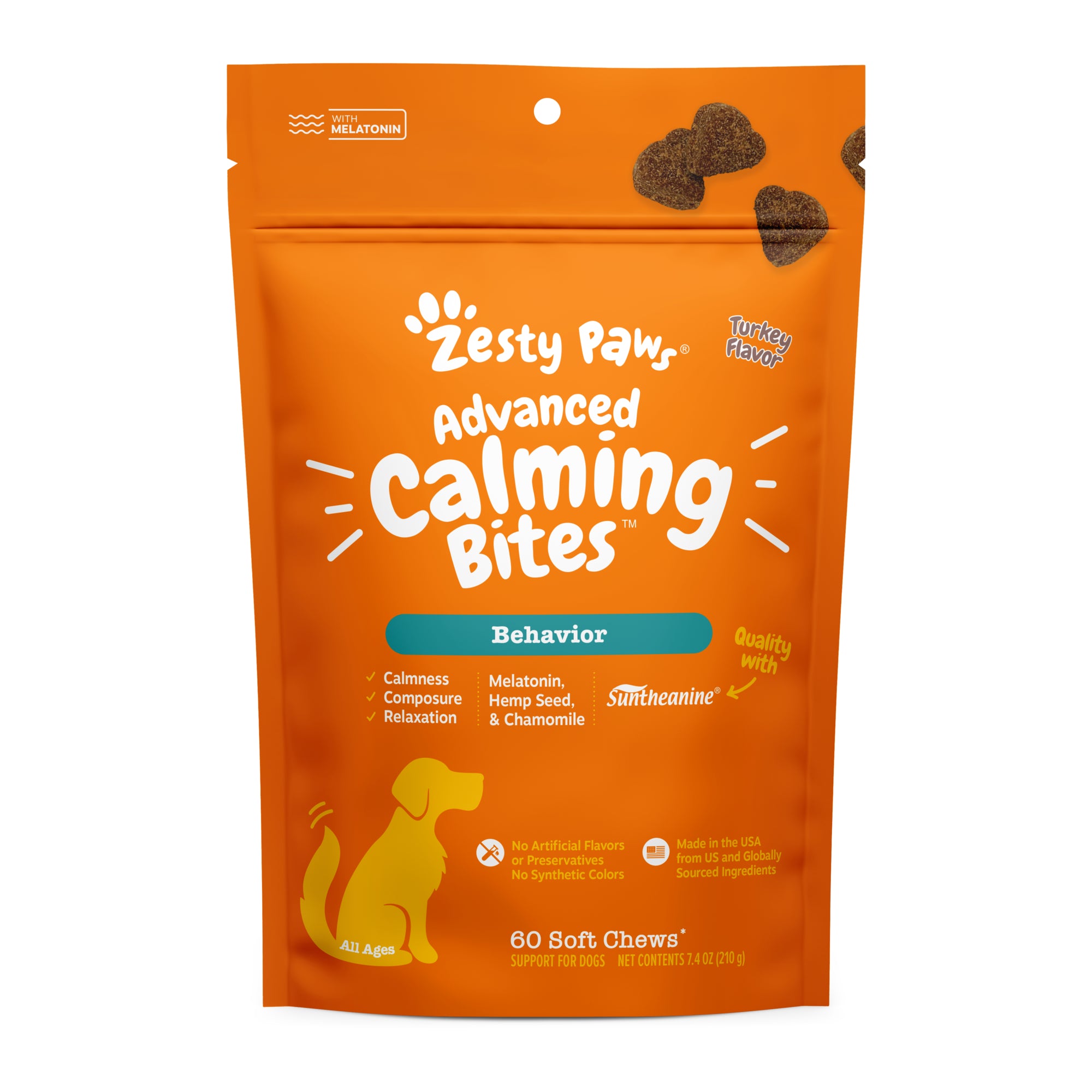Zesty Paws Dog Advanced Calming Bites, Turkey, 60CT – Petsense