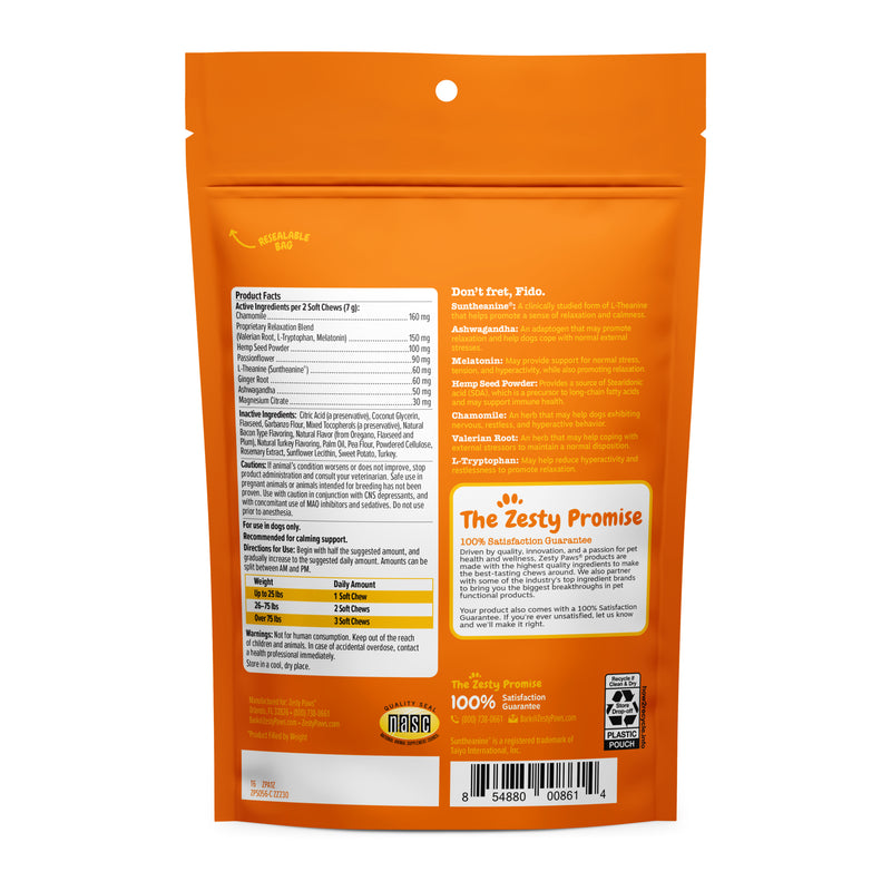 Zesty Paws Dog Advanced Calming Bites,  Turkey, 60CT