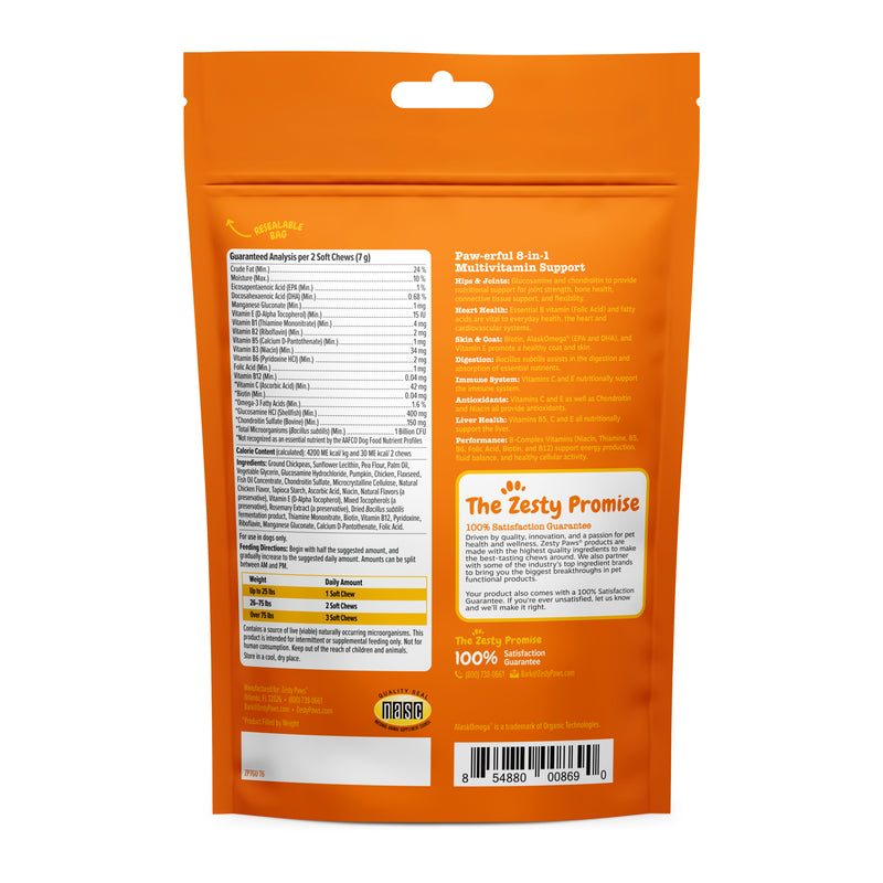 Zesty Paws Dog 8-in-1 Multivitamin Bites, Chicken, 60ct
