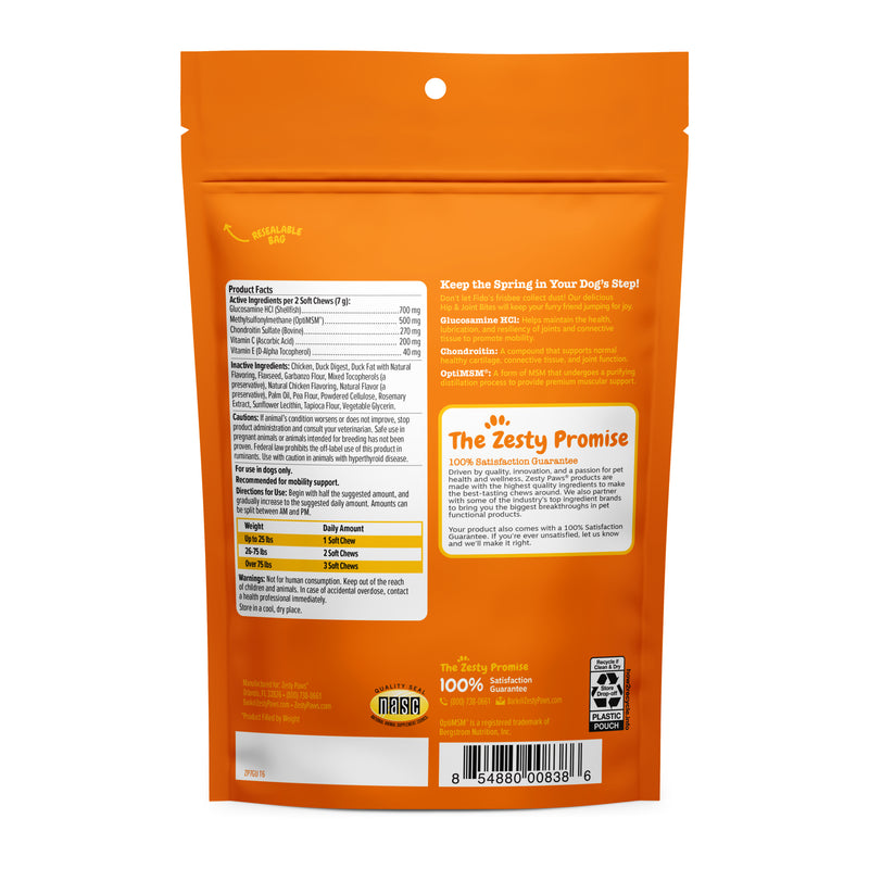 Zesty Paws Dog Mobility Bites, Duck, 60ct