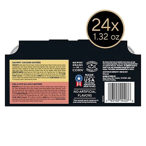 Sheba Perfect Portions Kitten Chicken/Salmon Pate Wet Cat Food Variety Pack, 2.6 oz., Pack of 24 Twin-Pack Trays