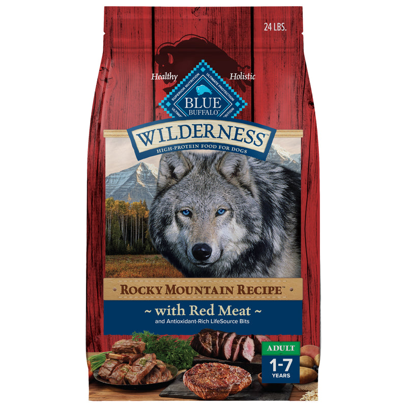 Blue Buffalo Wilderness Rocky Mountain High-Protein Adult Dry Dog Food Wholesome Grains Red Meat