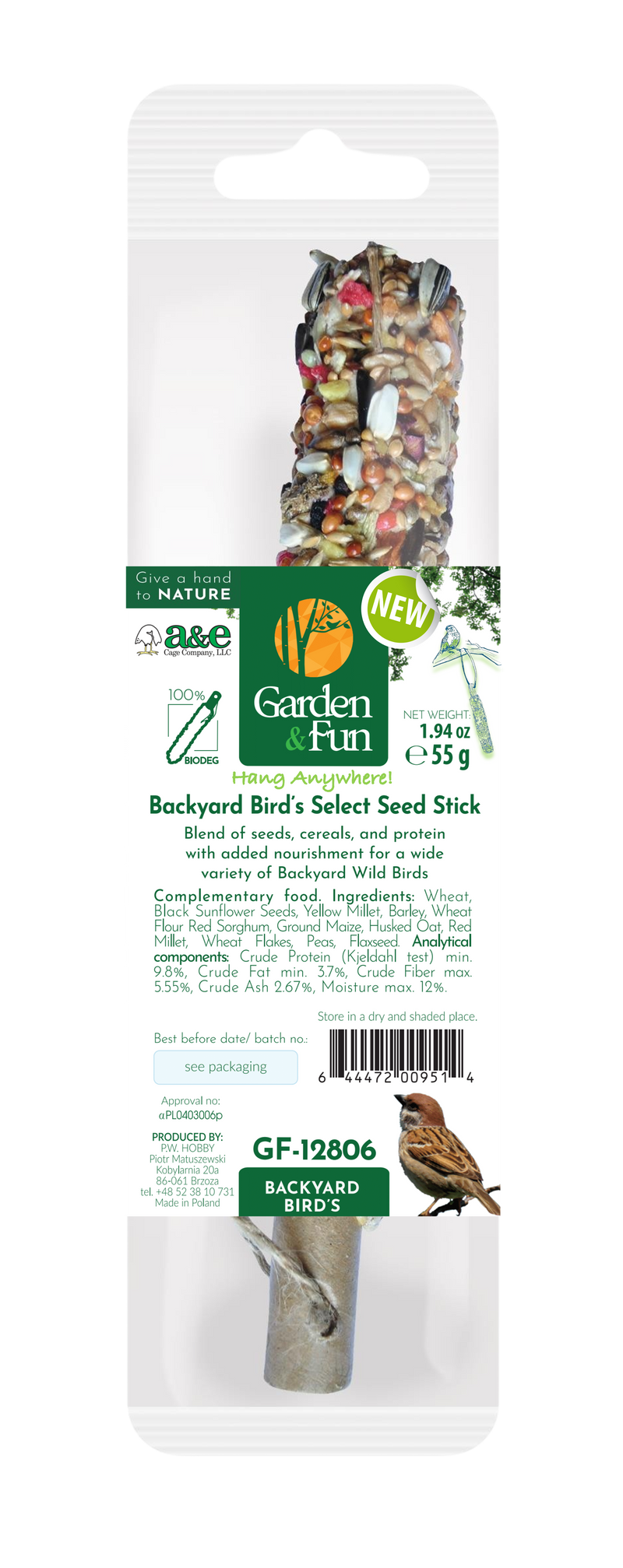 Garden & Fun Backyard Bird's Seed Stick, by A&E Cage Company