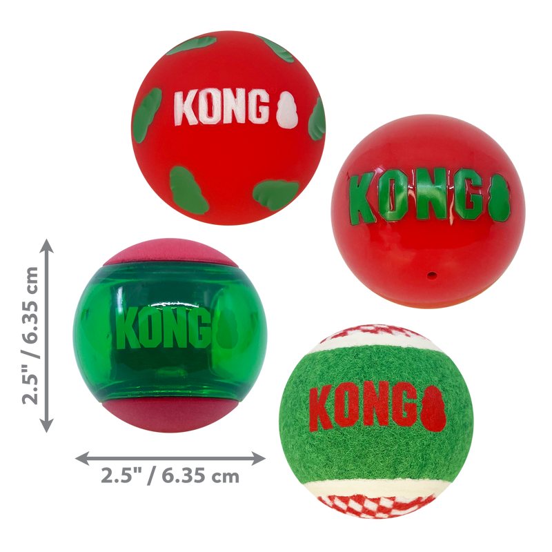 KONG Holiday Occasions Balls 4-pk Medium Dog Toy