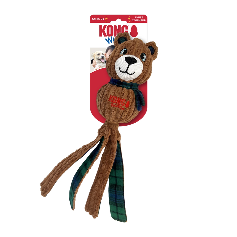 KONG Holiday Wubba™ Corduroy Bear Large Dog Toy