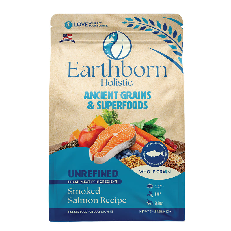 Earthborn Holistic Unrefined Smoked Salmon with Ancient Grains & Superfoods Dry Dog Food 25 lb