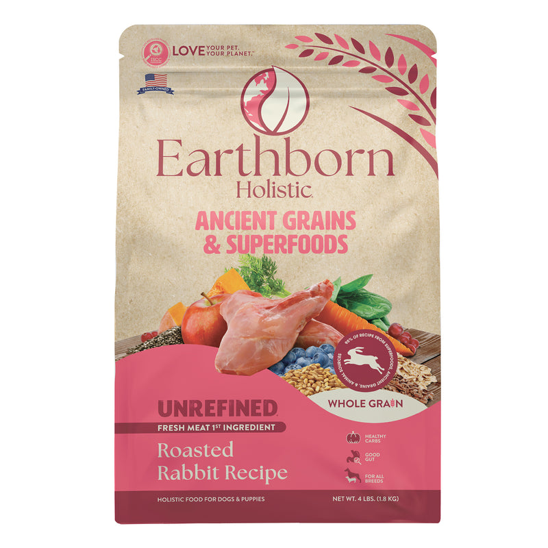 Earthborn Holistic Unrefined Roasted Rabbit with Ancient Grains & Superfoods Dry Dog Food 4 lb
