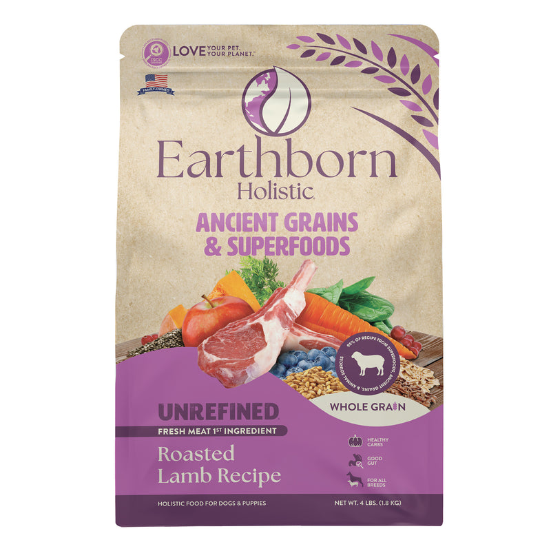 Earthborn Holistic Unrefined Roasted Lamb with Ancient Grains & Superfoods Dry Dog Food 4 lb