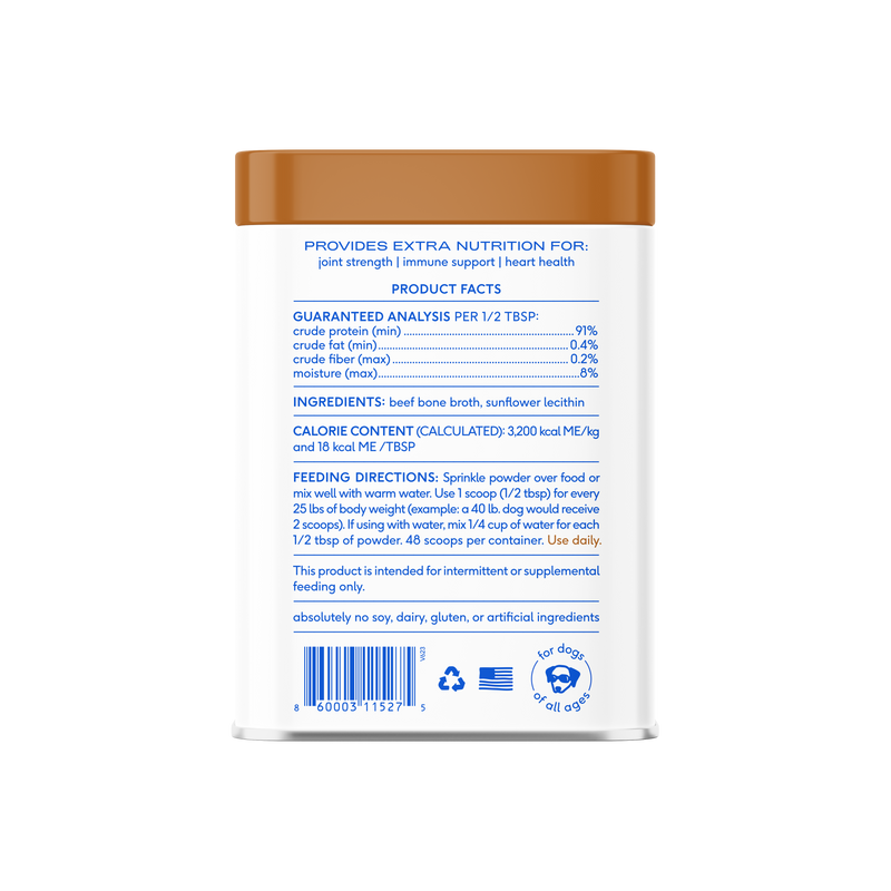 Native Pet Beef Bone Broth Powder Grain-Free Dog Food Topper, 4.75 oz