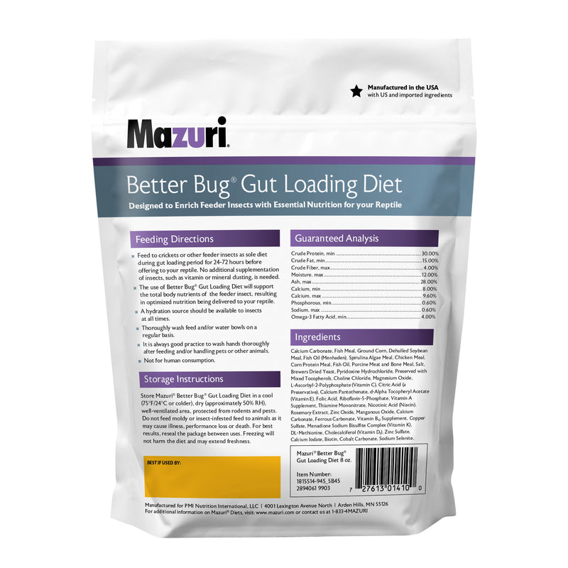 Mazuri® Better Bug® Gut Loading Diet, 8 ounce Bag