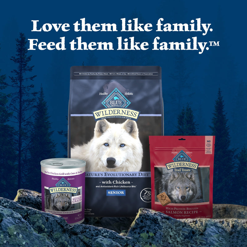 Blue Buffalo Wilderness Senior High Protein Dry Dog Food Wholesome Grains with Ingredients Chicken