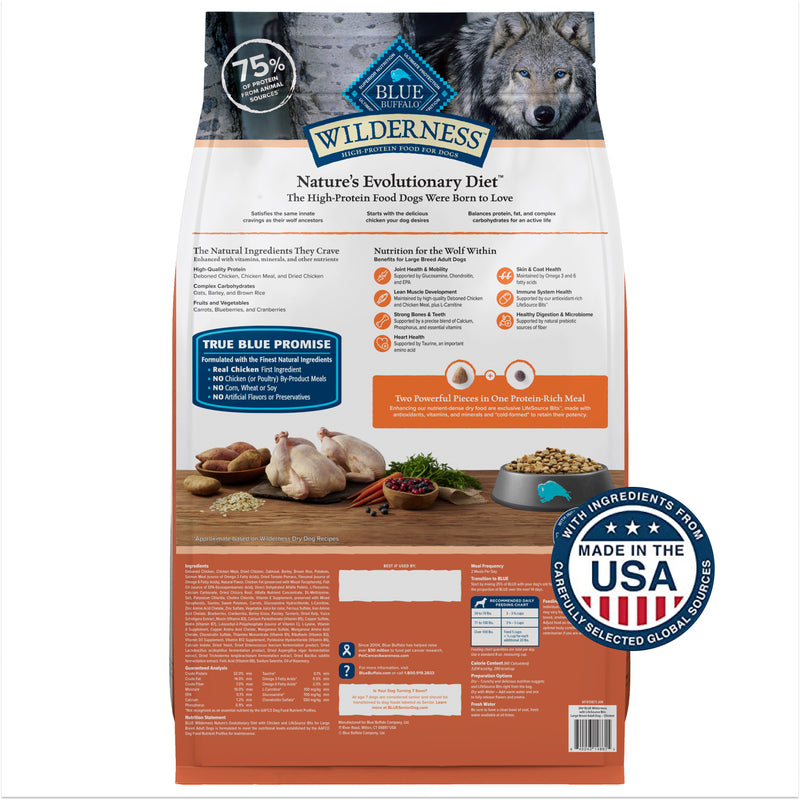 Blue Buffalo Wilderness Large Breed Adult Dry Dog Food Wholesome Grains Natural Ingredients Chicken