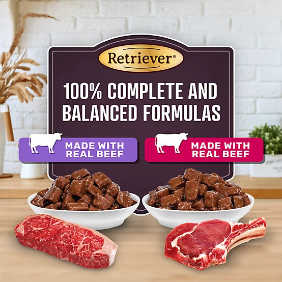 Retriever Adult New York Strip/Ribeye Cuts in Gravy Wet Dog Food Variety Pack, 13.2 oz., Pack of 24 Cans