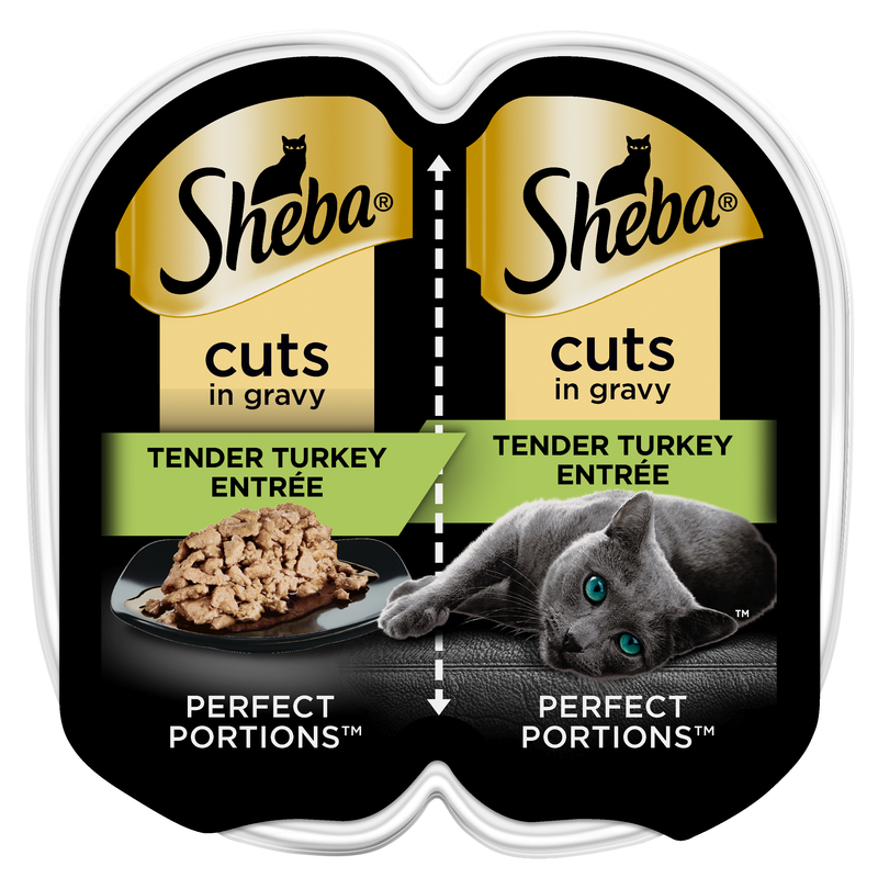 Sheba Perfect Portions Wet Cat Food Cuts in Gravy Tender Turkey, 2.6 oz.