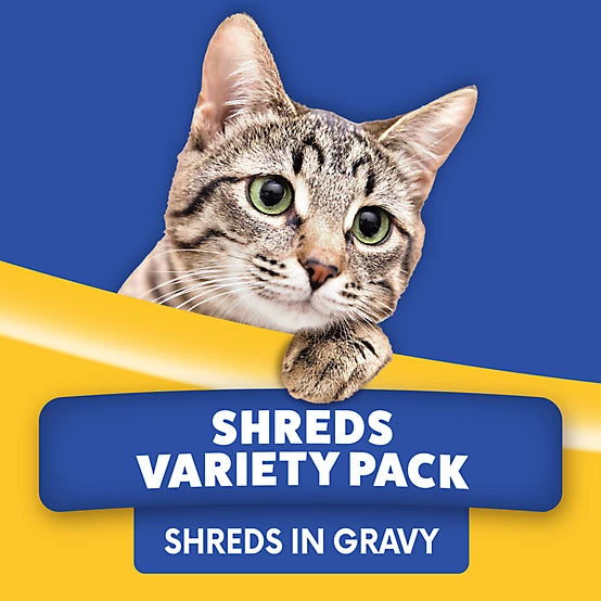 Paws & Claws Adult Shreds in Gravy Wet Cat Food Variety Pack, 5.5 oz., Pack of 32 Cans