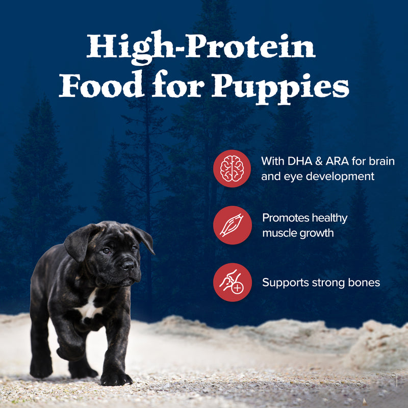 Blue Buffalo Wilderness High-Protein Rocky Mountain Recipe Dry Food for Puppies, Red Meat & Grains, 4.5-lb Bag